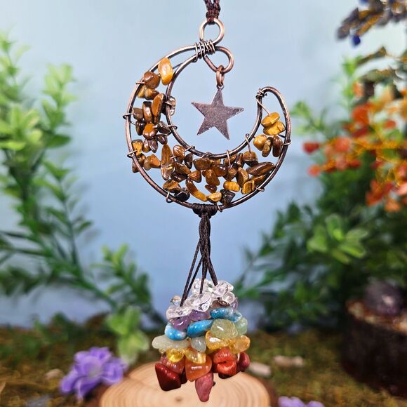 Handmade Tiger's Eye Crystal Moon Décor #13 - Picture 1 of 3